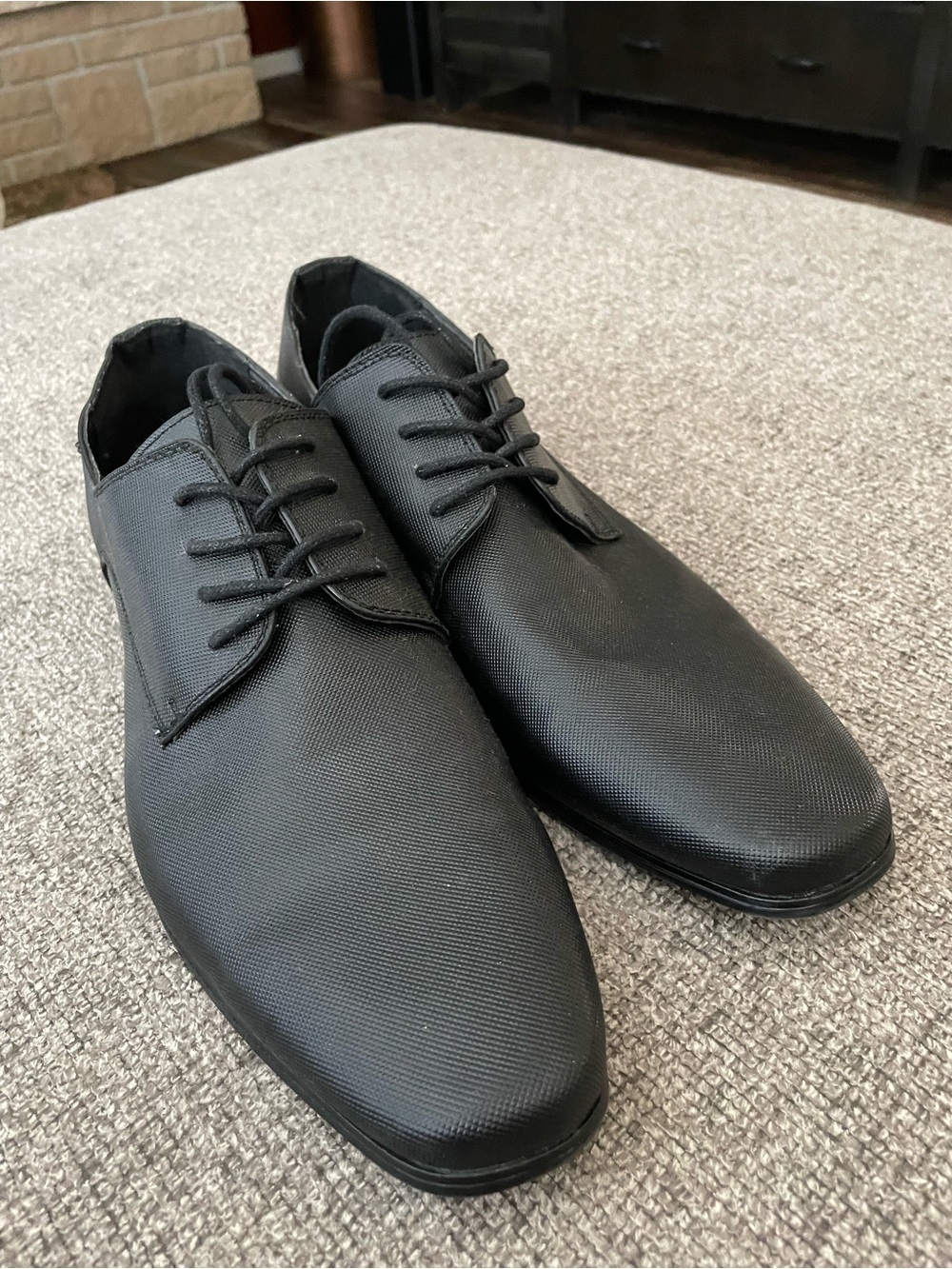 Steve Madden Black Textured Derby Dress Shoes